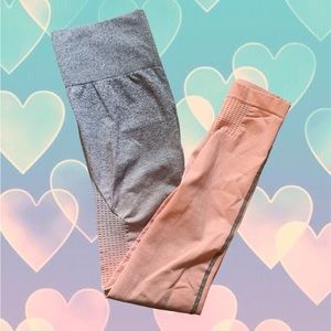 Pink and grey ombré leggings